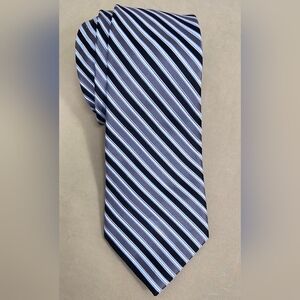 Jones New York Mens Silk Blend Striped Necktie Grey Black White NWOT